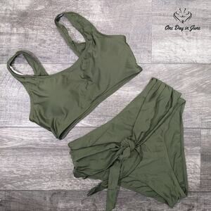 Aleumdr Crop Top Bottom Knot Bikini Swimsuit Size XL